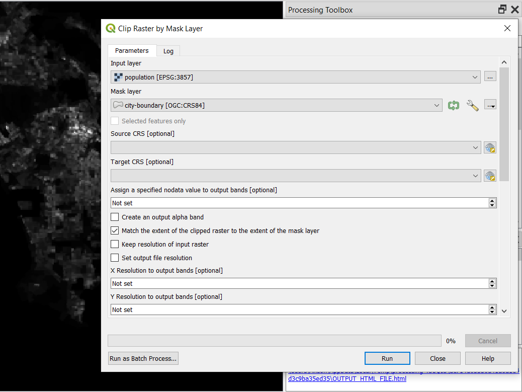 Clipping a raster layer to a vector boundary